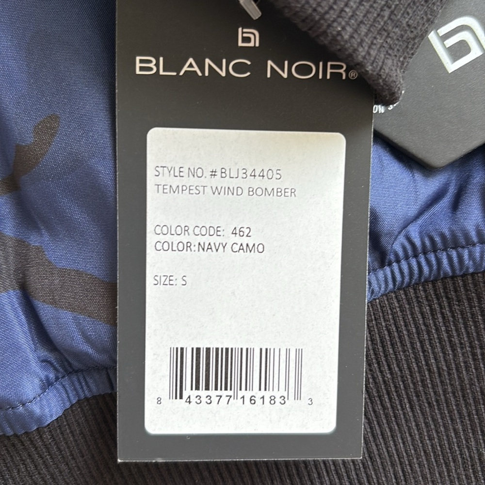 Blanc Noir Tempest Wind Bomber Navy Camo Women's Jacket Size Small NWT - Picture 3 of 8